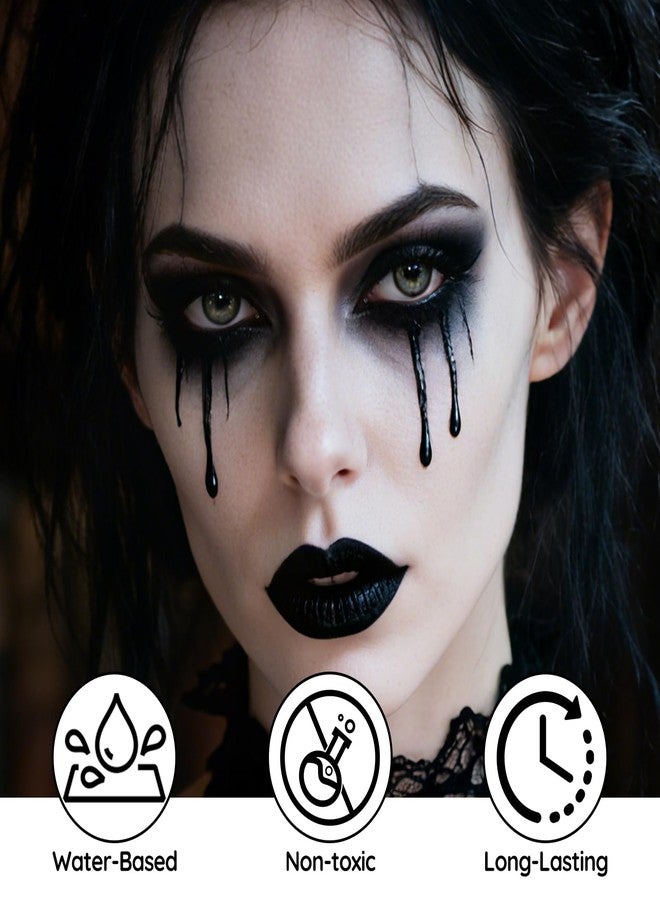 PASNOWFU Black Face Body Paint - Professional Water-Based Non-Toxic Body Painting for Zombie Vampire Halloween SFX Cosplay, Full Coverage Washable Cream for Costume Party Theater Stage Performance - Image 4